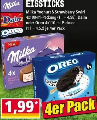 Norma Eisstickes Milka Yoghurt & Strawberry Swirl oder Oreo Angebot