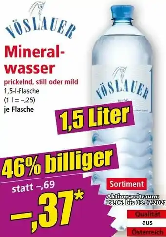 Norma Vöslauer Mineral-Wasser 1,5 Liter Angebot