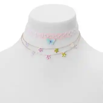 Claire's Claire's club floral butterfly choker & multi strand necklaces - 2 pack Angebot