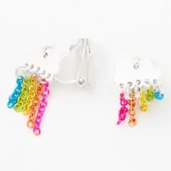 Claire's Silver rainbow chain cloud clip on stud earrings Angebot