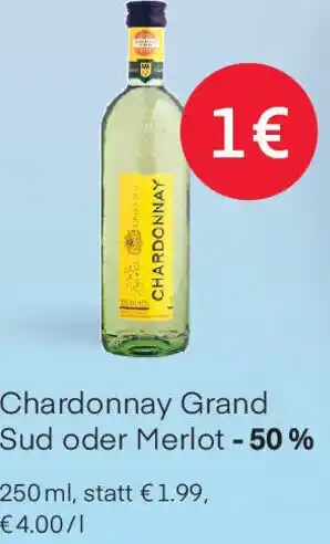 MPreis Chardonnay Grand Sud oder Merlot 250 ml Angebot