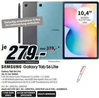 Media Markt Samsung Galaxy Tab S6 Lite 26,31 cm Tablet Angebot