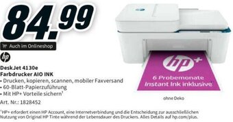 Media Markt hp DeskJet 4130e Farbdrucker AIO Ink Angebot
