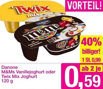 Sutterlüty Danone M&Ms Vanillejoghurt oder Twix Mix Joghurt 120 g Angebot