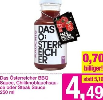 Sutterlüty Das Österreicher BBQ Sauce, Chiliknoblauchsauce oder Steak Sauce 250 ml Angebot