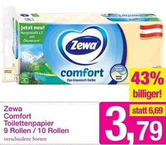 Sutterlüty Zewa Comfort Toilettenpapier 9 Rollen/10 Rollen Angebot