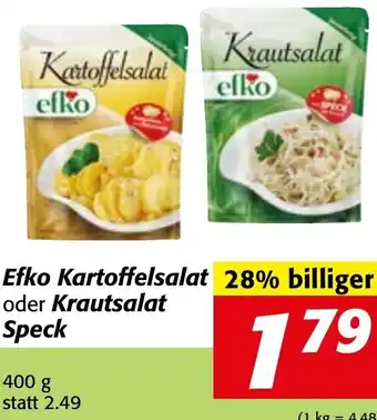 Strasser Markt Efko Katoffelsalat oder Krautsalat Speck 400 g Angebot