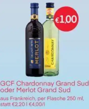 MPreis GCF Chardonnay Grand Sud oder Merlot Grand Sud 250 ml Angebot