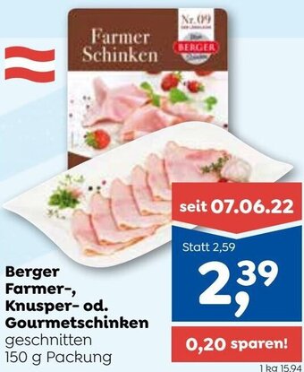 ADEG Berger Farmer-, Knusper-od. Gourmetschinken 150 g Angebot