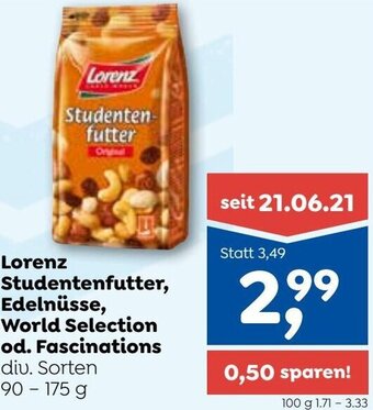 ADEG Lorenz Studentenfutter, Edelnüsse, World Selection od. Fascinations 90-175 g Angebot