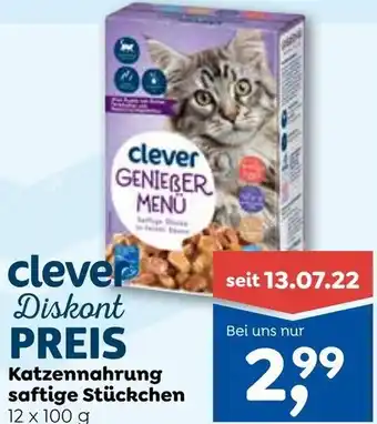 ADEG clever Katzennahrung Saftige Stückchen 12 x 100 g Angebot