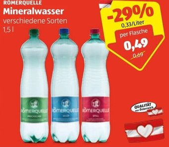 Hofer Römerquelle Mineralwasser 1.5l Angebot