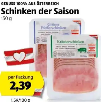 Hofer Schinken der Saison 150 g Angebot