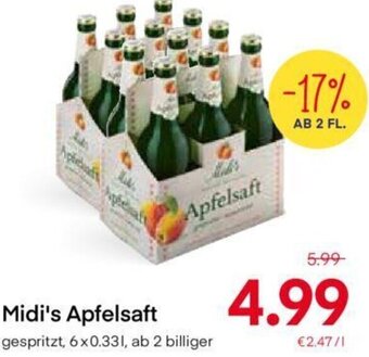 MPreis Midi's Apfelsaft 6 x 0.33l Angebot