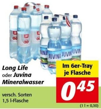 Nah&Frisch Long Life oder Juvina Mineralwasser 1,5 L Angebot