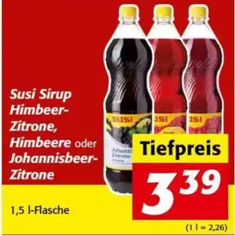 Nah&Frisch Susi Sirup Himbeer-Zitrone, Himbeere oder Johannisbeer-Zitrone 1,5l Angebot