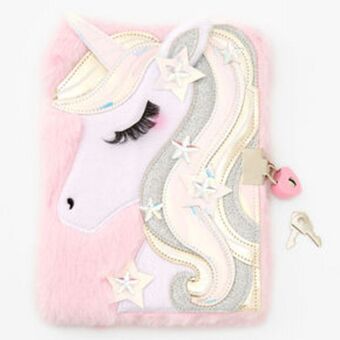 Claire's Icy pink unicorn plush lock diary Angebot