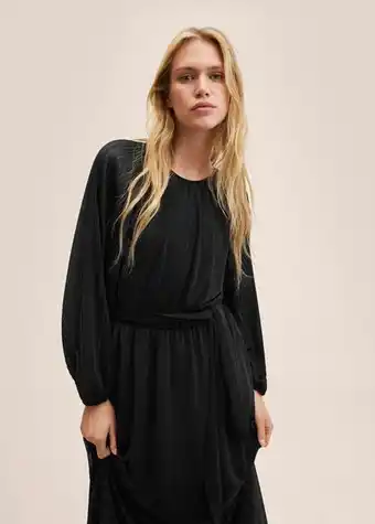 Plissée-kleid mit gürtel