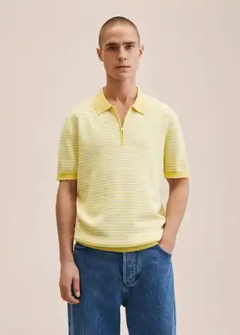 Gestreiftes poloshirt mit reißverschluss