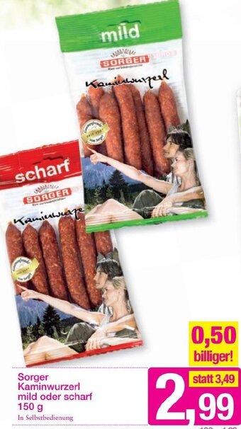 Sutterlüty Sorger Kaminwurzerl Mild oder Scharf 150 g Angebot