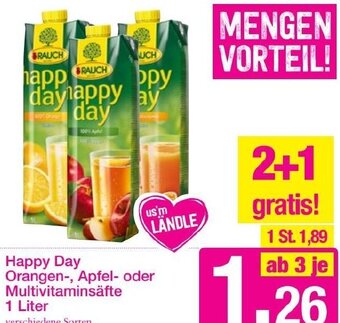 Sutterlüty Happy Day Orangen-, Apfel-oder Multivitaminsäfte 1 liter Angebot