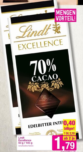 Sutterlüty Lindt Excellence 50 g/ 100 g Angebot