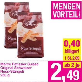 Sutterlüty Maitre Patissier Suisse Original Schweizer Nuss-Stängeli 250 g Angebot
