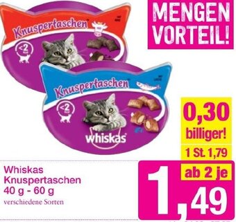 Sutterlüty Whiskas Knuspertaschen 40 g- 60 g Angebot