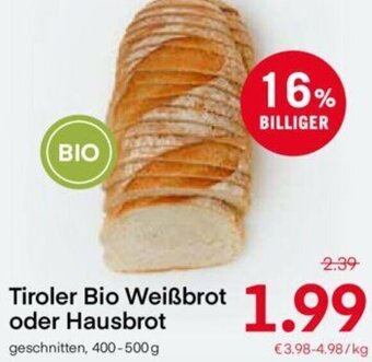 MPreis Tiroler Bio Weißbrot oder Hausbrot 400-500 g Angebot