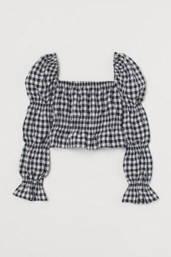 Kurzes bluse mit puffärmeln
