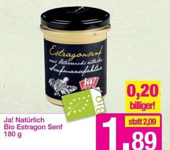 Sutterlüty Ja! Natürlich Bio Estragon Senf 180 g Angebot