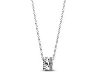 Pandora Pandora signature logo pavé & perlen anhänger & halskette Angebot