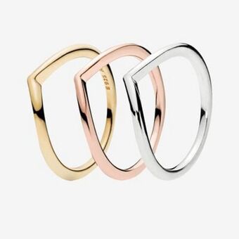 Tricolor wishbone ring set