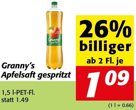 Strasser Markt Granny's Apfelsaft Gespritzt 1,5 l Angebot