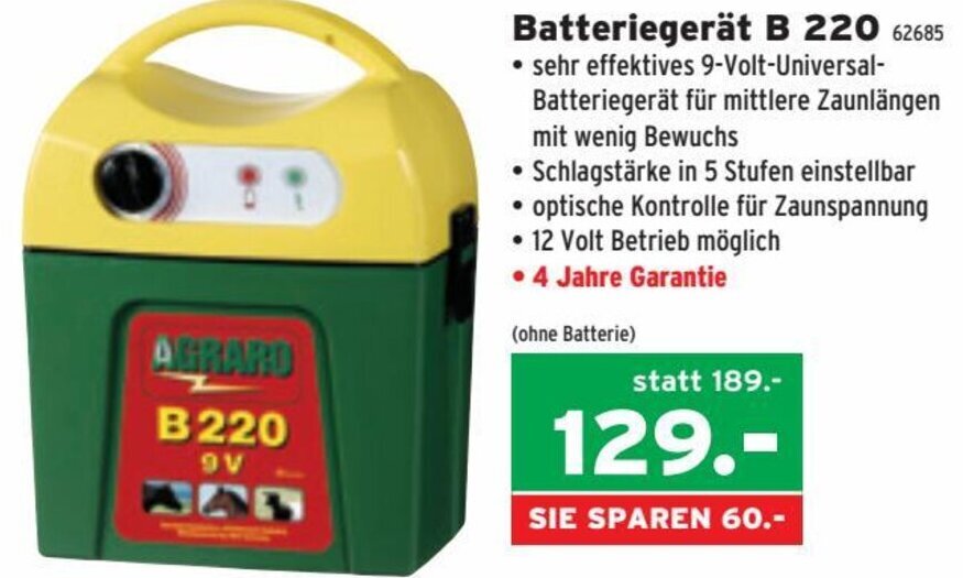 Salzburger Lagerhaus Batteriegerät B 220 Angebot