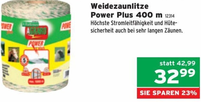 Salzburger Lagerhaus Weidezaunlitze Power Plus 400 m Angebot