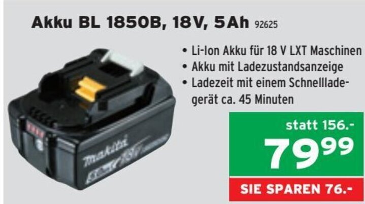 Salzburger Lagerhaus Akku BL 1850B, 18V, 5Ah Angebot