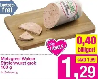 Sutterlüty Metzgerei Walser Streichwurst grob 100 g Angebot