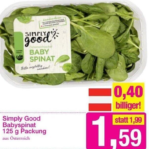 Sutterlüty Simply Good Babyspinat 125 g Angebot