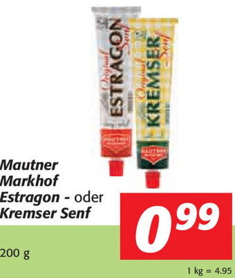Nah&Frisch Mautner Markhof Estragon oder Kremser Senf 200 g Angebot
