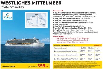 Billa Reisen Westliches Mittelmeer Costa Smeralda Angebot