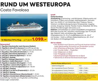 Billa Reisen Rund um Westeuropa Costa Favolosa Angebot