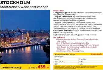 Billa Reisen Stockholm Städtereise & Weihnachtsmärkte Angebot