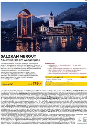 Billa Reisen Salzkammergut Adventmärkte am Wolfgangsee Angebot