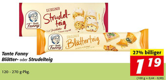 Nah&Frisch Tante Fanny Blätter oder Strudelteig 120-270g Angebot