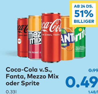 T&G Coca-Cola v.S., Fanta, Mezzo Mix oder Sprite 0.33l Angebot