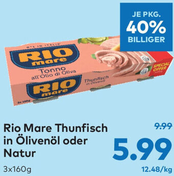 T&G Rio Mare Thunfisch In Ölivenöl Oder Natur 3x160g Angebot