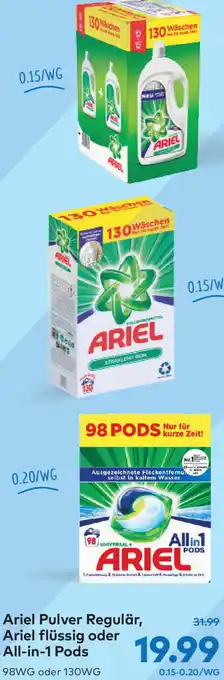 T&G Ariel Pulver Regulär, Ariel Flüssig od. All-in-1 Pods 98wg-130wg Angebot