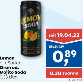 ADEG Lemon Oran od. Mojito Soda 0.33 Liter Angebot