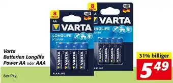 Nah&Frisch Varta Batterien Longlife Power AA or AAA Angebot